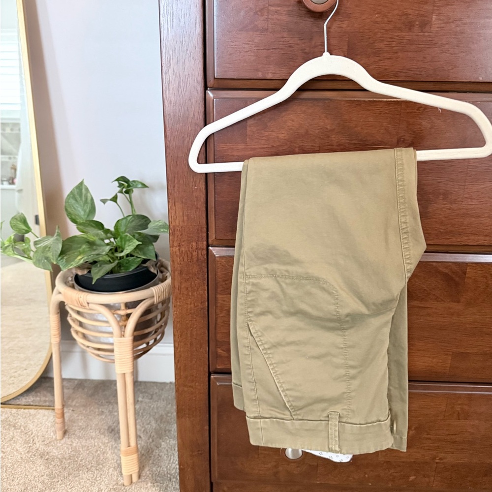 LOFT Olive Green Pants with Printed Waistband